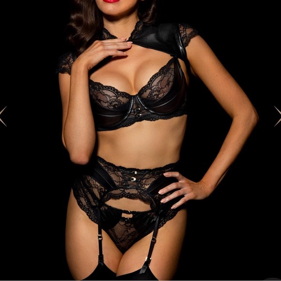 Honey birdette Jordyn 4pc 34D push up medium garter, brief, and bolero - Picture 4 of 15